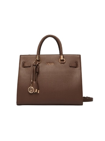 Liu-jo borsa satchel media moca scuro con charm