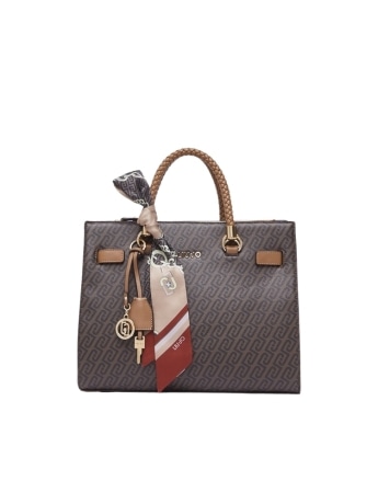 Liu-jo borsa satchel media cammello con foulard