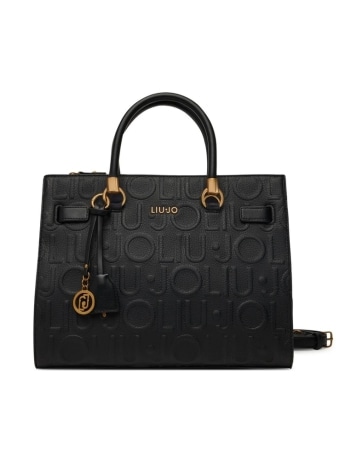 Liu-jo borsa satchel media nera con logo in rilievo