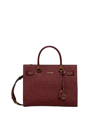 Liu-jo borsa satchel media rossa con logo in rilievo
