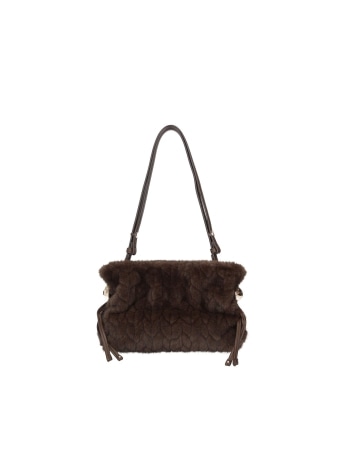 Liu-jo borsa hobo riccy piccola in pelliccia sintetica marrone