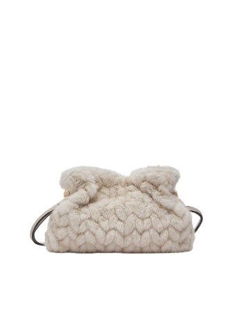 Liu-jo borsa hobo riccy piccola in pelliccia sintetica bianco panna