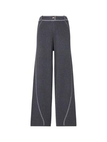 Liu-jo pantalone donna in misto seta grigio con cuciture a contrasto