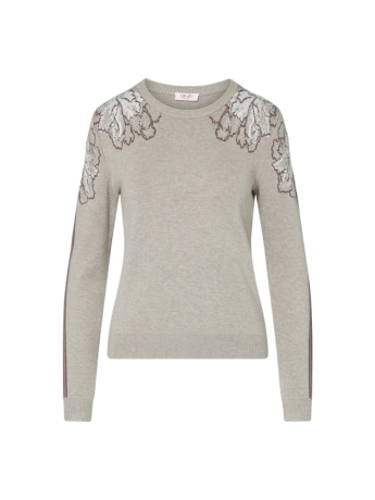 Liu-jo maglia donna beige con dettaglio floreale