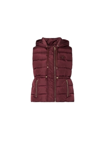 Liu-jo gilet imbottito corto donna in nylon melanzana con cappuccio