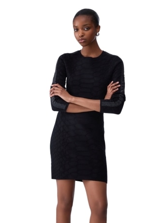 Liu-jo abito donna in maglia jacquard nero