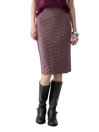 Liu-jo gonna midi in maglia jacquard  rosa scuro