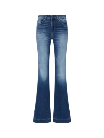Liu-jo jeans donna flare in denim blu con strass su tasche