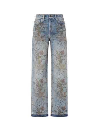 Liu-jo jeans donna a vita alta in denim blu chiaro con stampa floreale