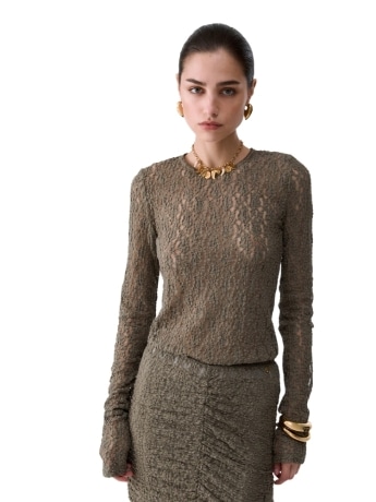 Liu-jo top donna in pizzo stretch verde
