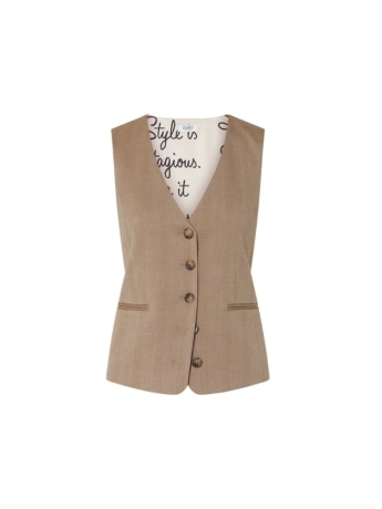 Liu-jo gilet donna beige con scollo a v