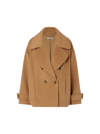 Liu-jo cappotto donna corto doppio petto in lana beige