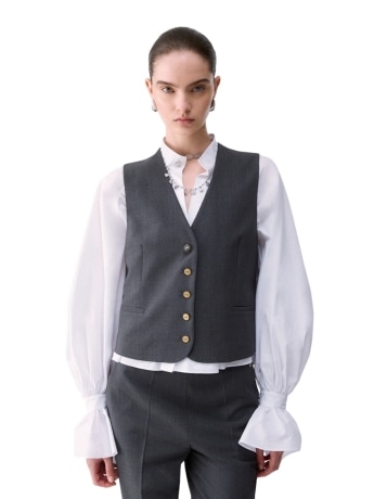 Liu-jo gilet donna in flanella grigio con scollo a v