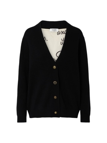 Liu-jo cardigan donna in pura lana nera