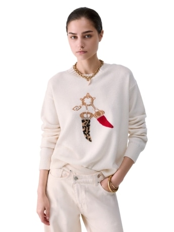 Liu-jo maglia donna in pura lana bianca lucky charms