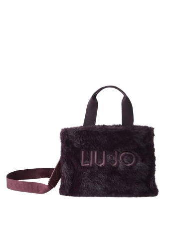 Liu-jo borsa tote junior piccola in ecopelliccia viola con logo