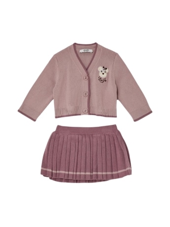 Liu-jo set infant cardigan e gonna in maglia rosa