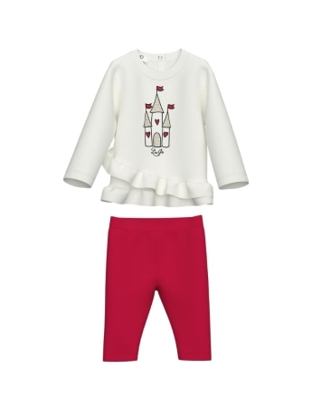 Liu-jo set infant t-shirt e leggings in cotone bianco/rosso