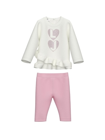Liu-jo set infant t-shirt e leggings in cotone bianco/rosa