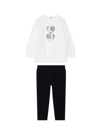 Liu-jo set infant/kids felpa e pantalone bianco/nero con cuori