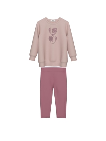 Liu-jo set infant/kids felpa e pantalone rosa con cuori