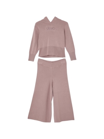 Liu-jo set infant/kids felpa con cappuccio e pantalone in maglia rosa