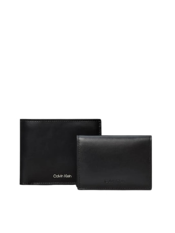 Calvin Klein portafoglio con portacarte uomo in pelle nera con logo