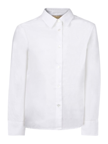 Trussardi camicia bimba/junior in cotone panna con logo ricamato