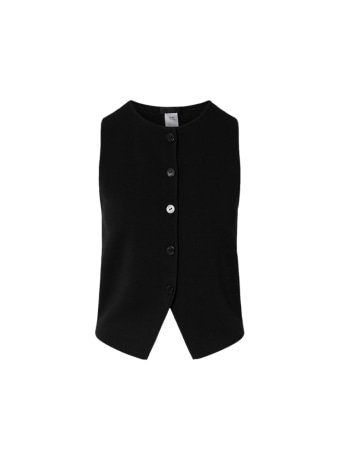 Liu-jo gilet donna in maglia nera con dettaglio in pizzo