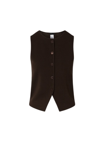 Liu-jo gilet donna in maglia marrone con dettaglio in pizzo