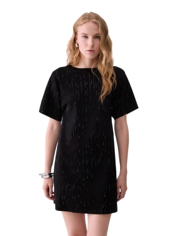 Liu-jo abito donna in maglia nera con strass