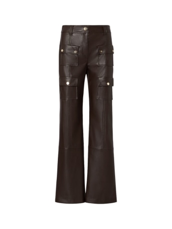 Liu-jo pantalone donna in tessuto spalmato marrone scuro