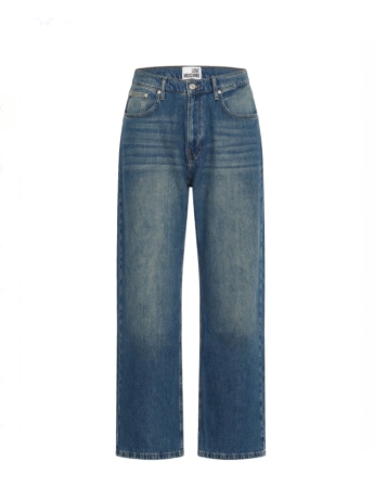 Moschino jeans uomo regular fit in denim blu medio sabbiato