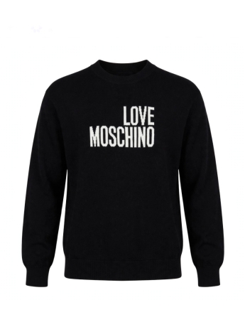 Moschino maglia uomo  in cotone e cashmere nero con logo