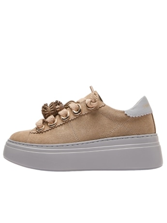 Emanuelle Vee sneakers bice in crosta beige con nappe platform
