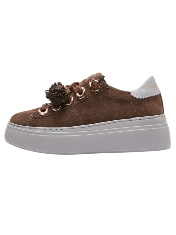Emanuelle Vee sneakers bice in crosta marrone con nappe platform