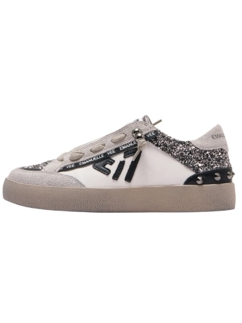 Emanuelle Vee sneakers olivia ivory con strass e borchie