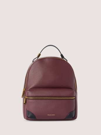 Trussardi zaino piazza donna  in crespo e pelle bordeaux