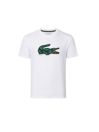 Lacoste t-shirt kids/junior in cotone bianco con maxi  logo patch