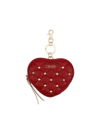 Thun portachiavi cuore rosso con borchie e zip