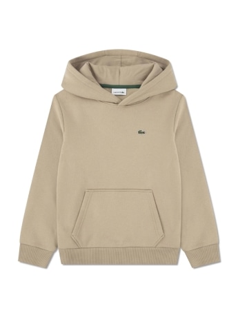 Lacoste felpa kids/junior con cappuccio in cotone beige con patch logo