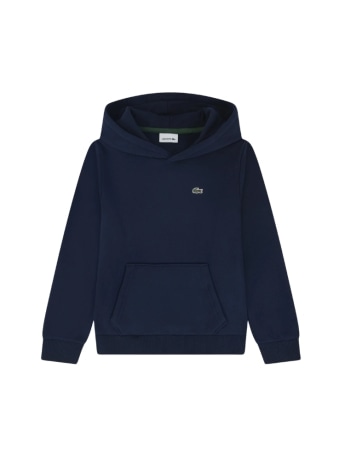 Lacoste felpa kids/junior con cappuccio in cotone blu  con patch logo