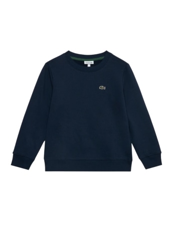 Lacoste felpa kids/junior girocollo in cotone blu con patch logo