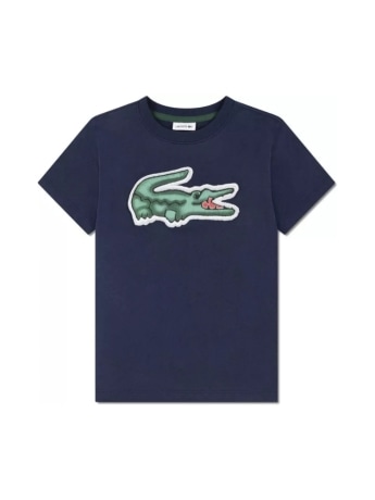 Lacoste t-shirt kids/junior in cotone blu  con maxi logo