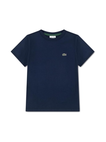 Lacoste t-shirt kids/junior in cotone blu con logo patch