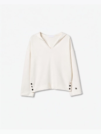 Tiffosi felpa donna olivia con scollo a v panna