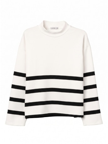 Tiffosi felpa donna hysteria bianca con righe orizzontali oversize fit