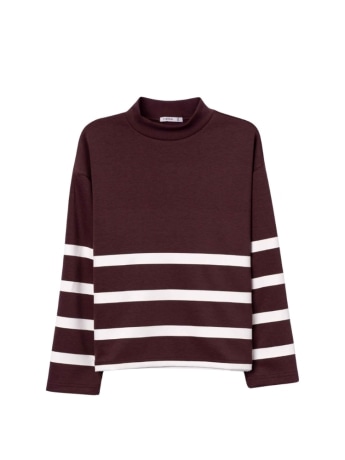 Tiffosi felpa donna hysteria marrone con righe orizzontali oversize fit