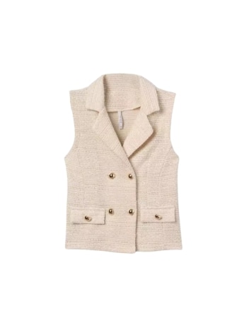 Tiffosi gilet donna sweetie in tweed bianco con tasche