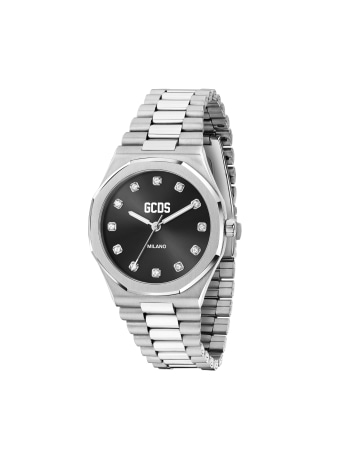 Gcds orlogio unisex time bomb in acciao silver quadrante nero indici brillanti con logo